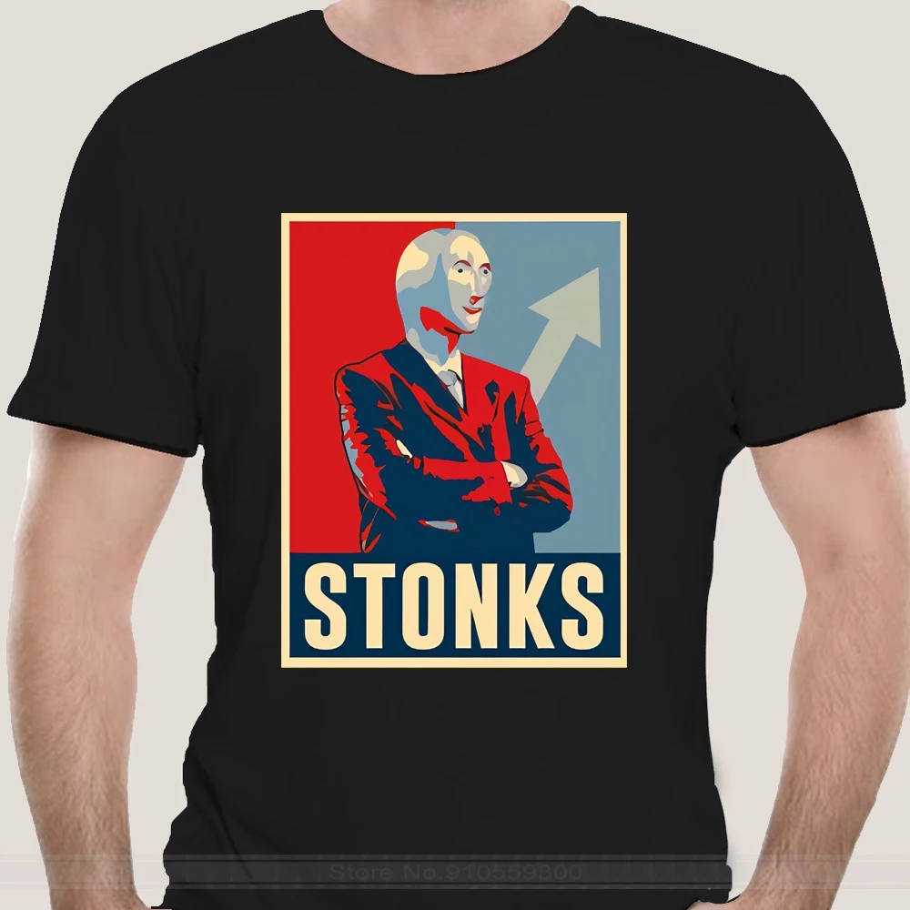 

Men t-shirt Stonks obama dank memes v1 tshirt Women t shirt male brand teeshirt men summer cotton t shirt