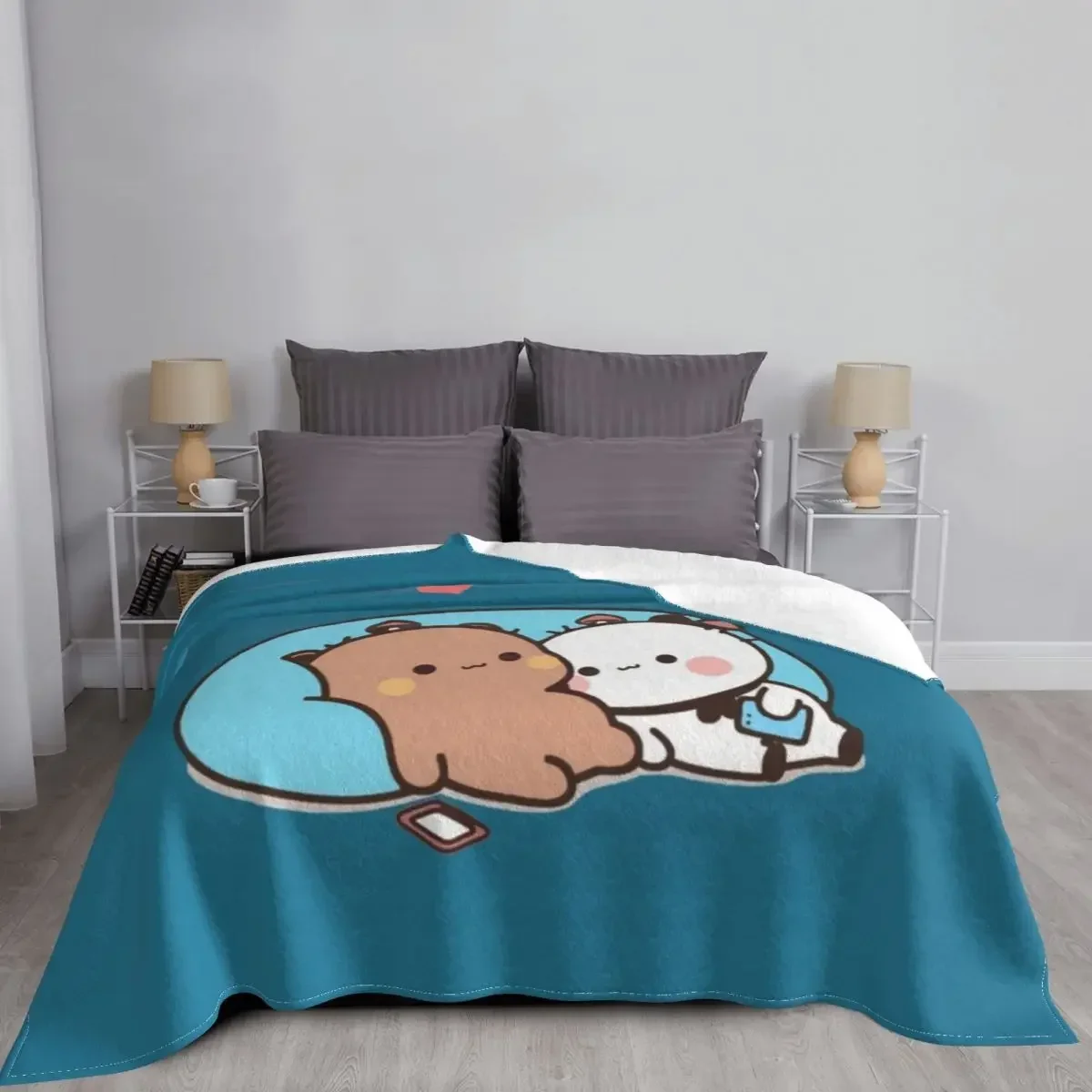 Надувное одеяло с медведем и пандой Bubu Dudu декоративное покрывало для дивана