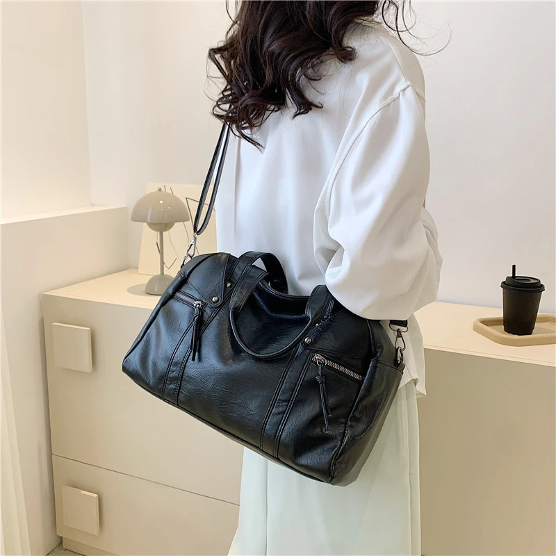 Retro Solid Color Shoulder Side Bags for Women 2023 Spring Designer Fashion Simple Leather Lady Crossbody Bag Handbags