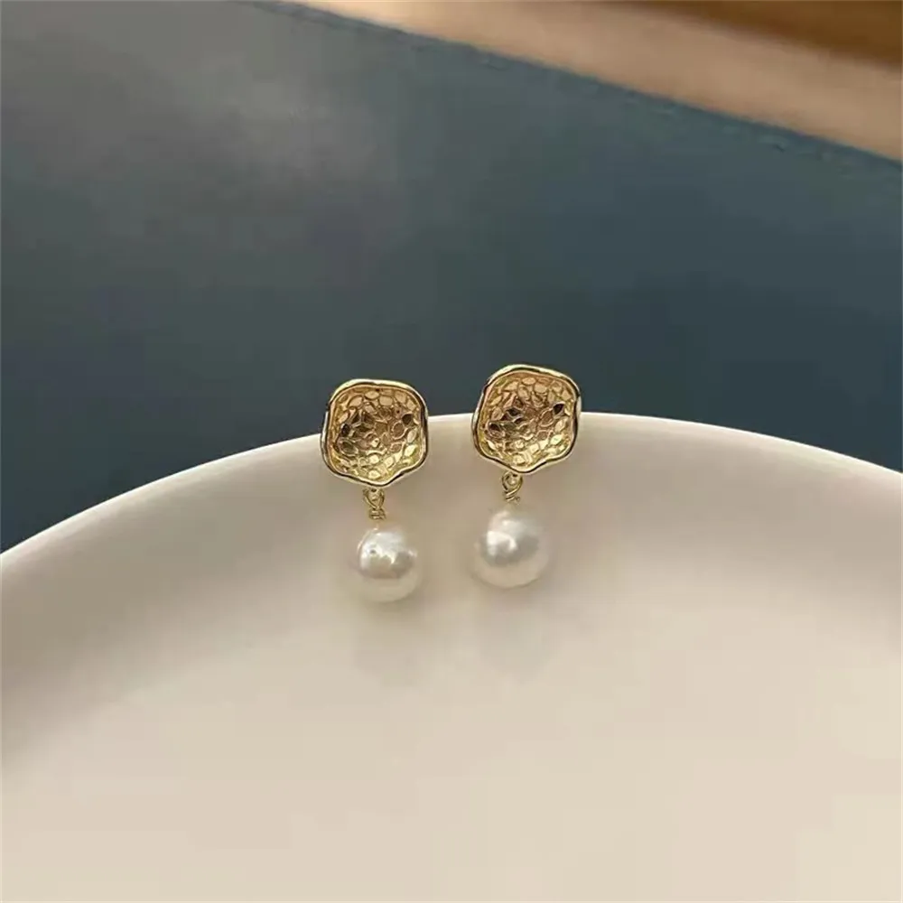 

DIY Pearl Ear Stud Accessories S925 Sterling Silver Jewelry Gold Ear Stud Female Empty Fit 8-12mm Beads