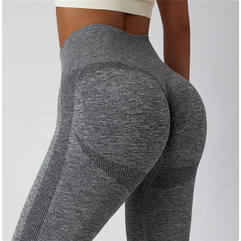 Solid Color Seamless Gym Women Tights Sports Pants Seamless High Waist Fitness Yoga Legging Jogging Comprehensive Training Wear