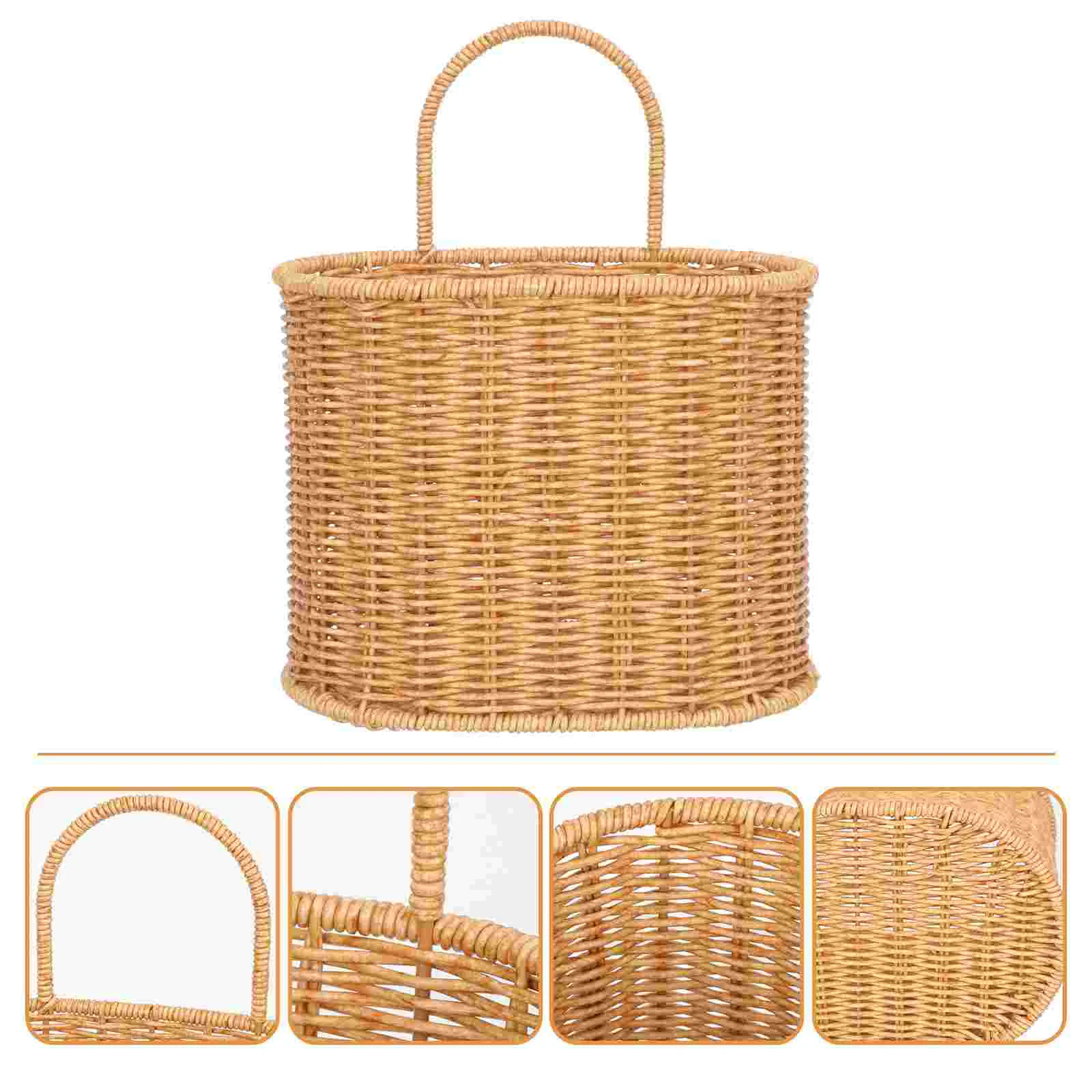 

Imitation Rattan Wall Basket Wall-mounted Plastic Sundries Storage Basket