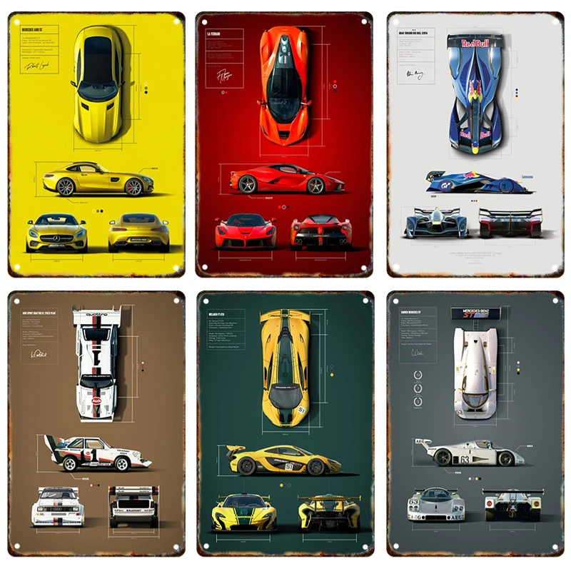 

Modern Luxury Car Tin Painting Metal Signage Car Posters Home Living Room Bar Club Garage Man Cave Art Decorative Iron Paintings