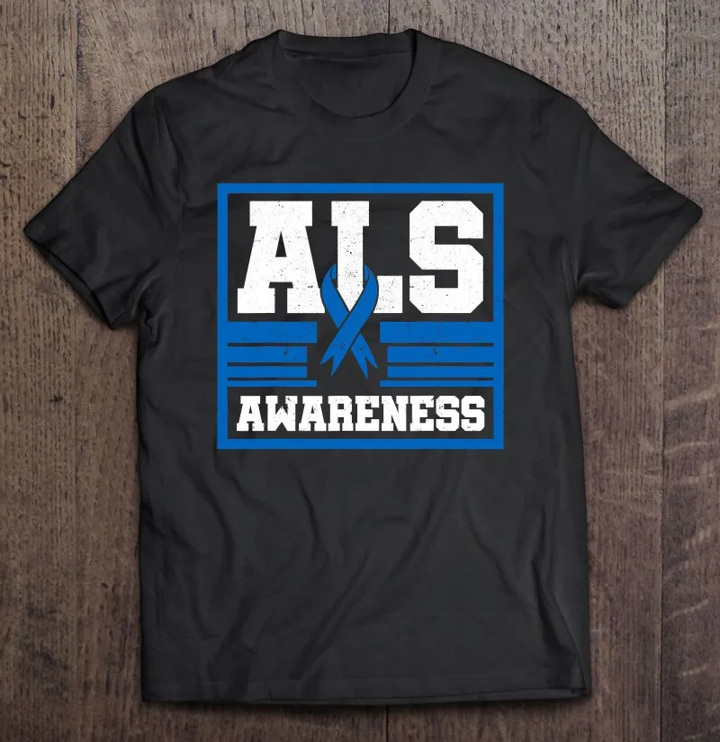 

Als Awareness Patient Support Gift Blue Ribbon Recovery Oversized T-Shirt Shirt Shirts For Men Anime Anime Clothes Clothes Men