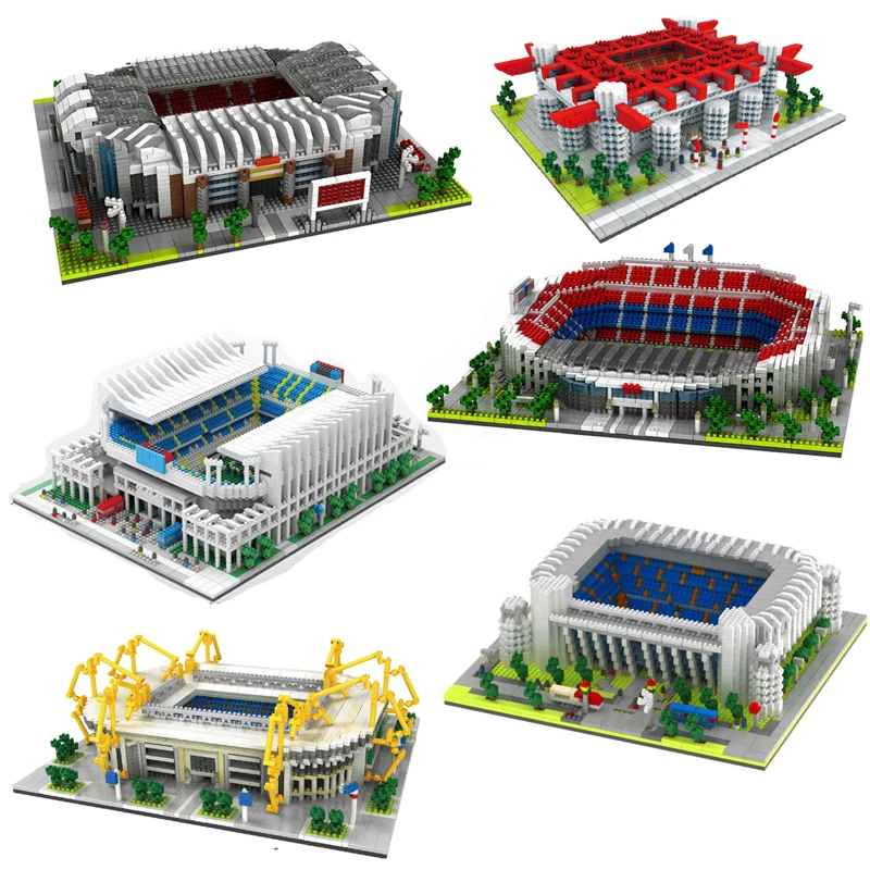 

2023 Football Old Trafford Camp Nou Bernabeu San Sir Stadium Real Madrid Barcelona Club Diamond Building Blocks Toy Gift