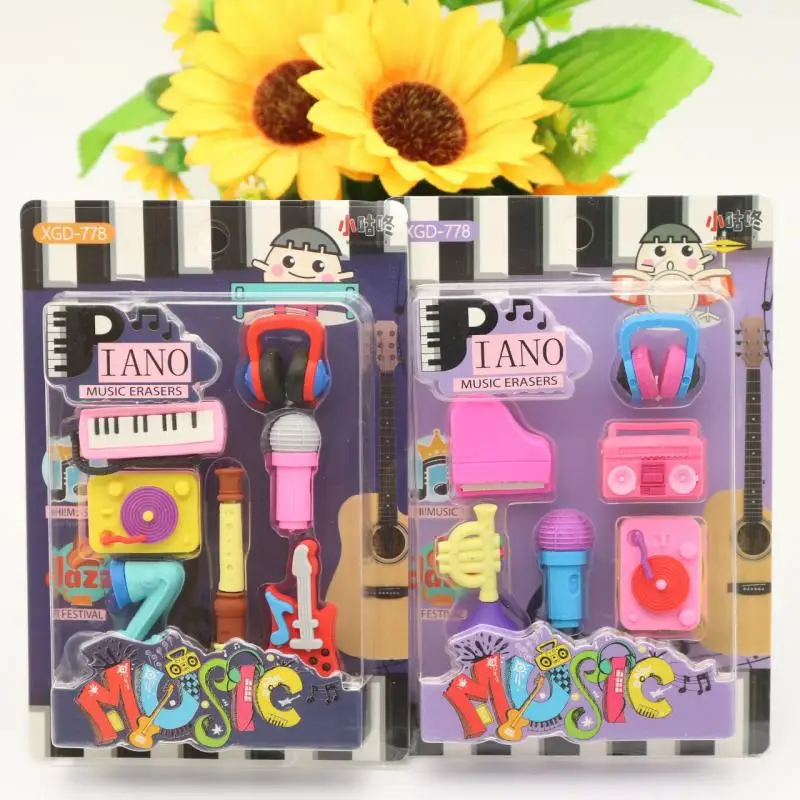 

Creative Music Instrument Eraser Student Fun Pencil Eraser Children's Toys Wiped Clean Can Be Assembled Study Stationery