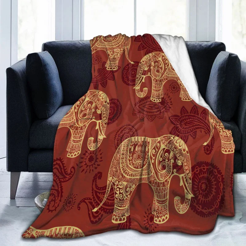 

Blanket Bohemian Boho Elephant Throw Soft Flannel Animal For Bed Couch Sofa Warm Fuzzy Men Women
