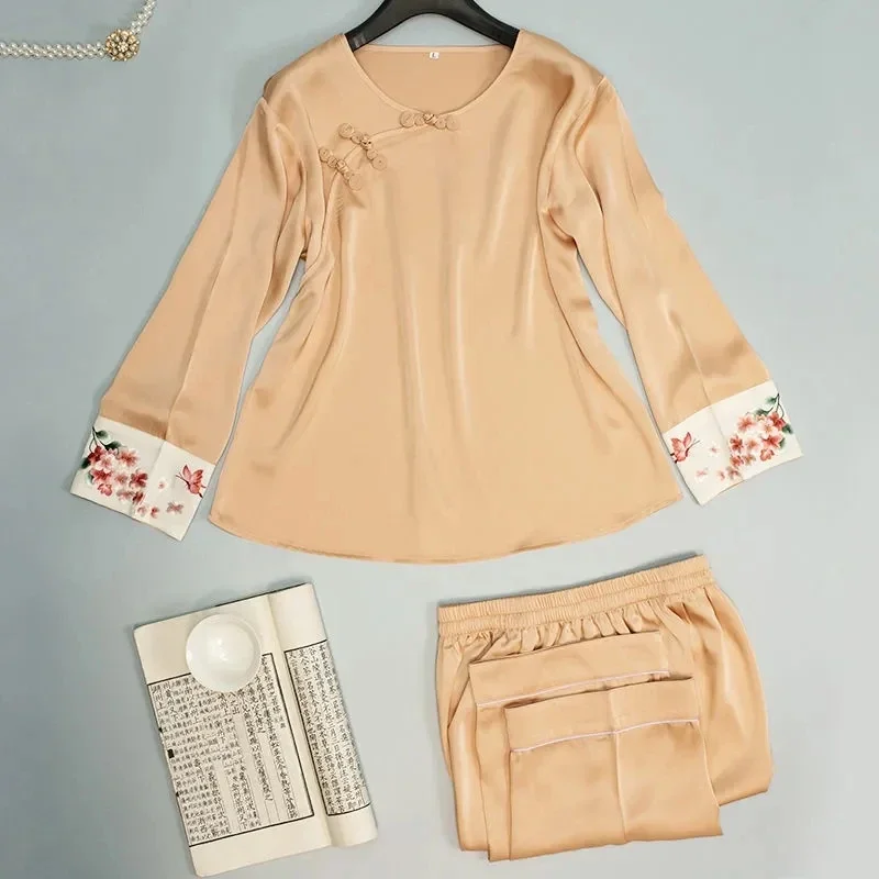 Пижама 17021-7Suzhou с вышивкой женская шелковая вышивка знаменитая народная