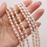 real natural pearls beads freshwater pearl bead loose round rice shape pearls for jewelry making bracelet necklace 15 5 6mm