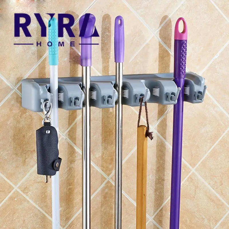 

Wall-mounted Multifunctional Broom Rack Tool Broom Pole Storage Rack Bathroom Storage Rack Creative Kitchen Hook Finishing Rack
