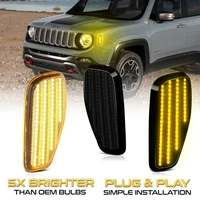 2pcs amber full led front bumper side marker light turn signal lamp car blinker for jeep renegade bu 2014 2021canbus 68256049aa