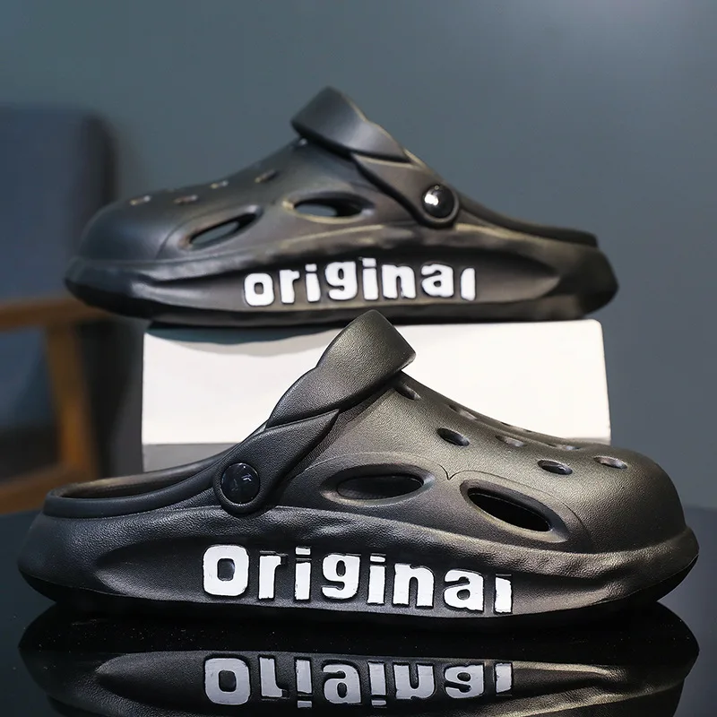 Тапки мужские из ЭВА пляжные сандалии с дырками толстая подошва Нескользящие