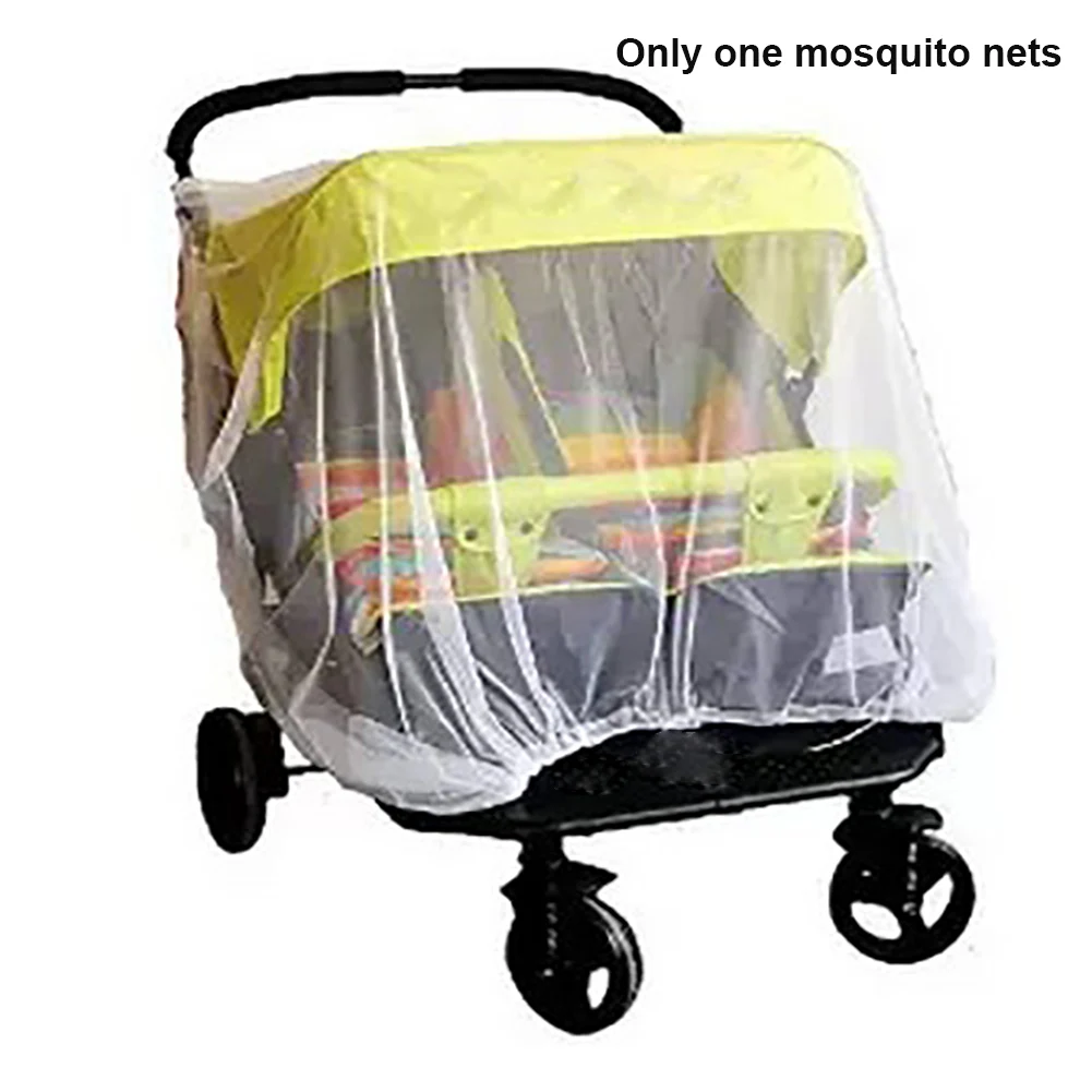 

Double Stroller Outdoor Full Cover Buggy Foldable Baby Kid Safe Mesh Crib Insect Protection Pushchair Mosquito Net Shield White