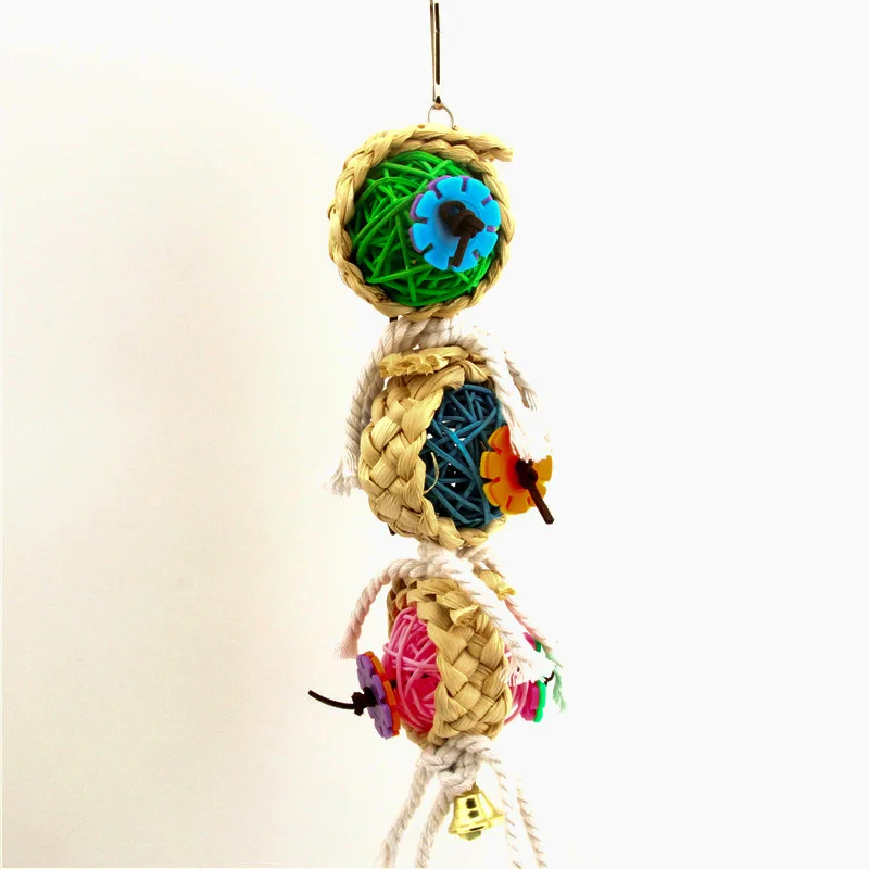 

Pet Bird Bites Parrot Climb Chew Toys Hanging Cockatiel Parakeet Swing Cage Bird Chew Toys with Bell Pet Bird Toys Gifts