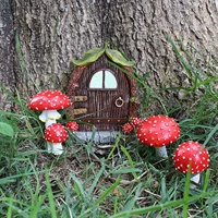 mini mushroom resin crafts garden decoration courtyard luminous mushroom door and window plugin creative ornaments figurines