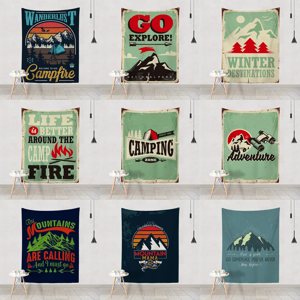 

Винтажный гобелен для кемпинга в стиле ретро, настенный кавайный пляжный коврик в богемном стиле, украшение для комнаты, аксессуары для дев...