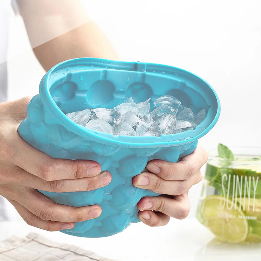 

Cube Mold Whiskey Ice Silicone Kitchen Ice Wine Tray Beer Cube Beverage Cabinet Cooler Bucket Party Ice Lid With Portable Maker