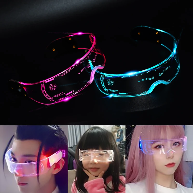 Cool Led Glasses Luminous Sunglasses Cyberpunk flash Party Rave Neon Mask Toys Vocal Concert Decorative DJ | Дом и сад