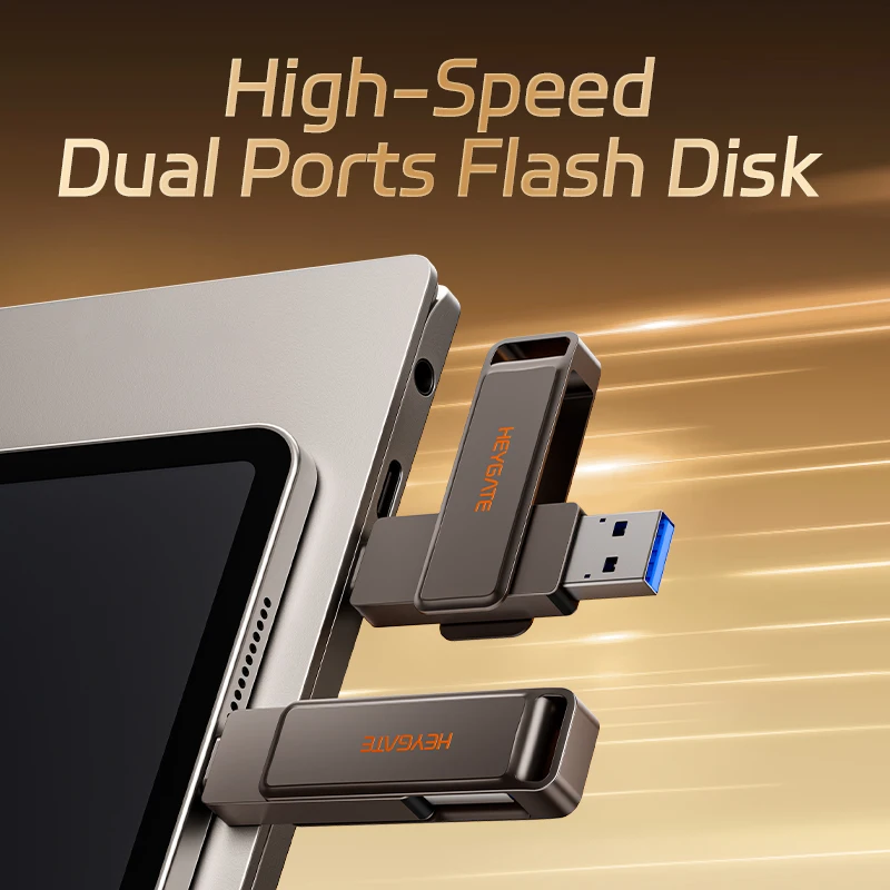 USB-флеш-накопитель HEYGATE OTG Type-C, 32–256 ГБ, USB3.2 Gen1, высокоскоростной, 150 МБс, портативный металлический флеш-накопитель, U-диск для хранения данных на мобильном телефоне (art.: 3920db295d64a) - 3920db295d64a