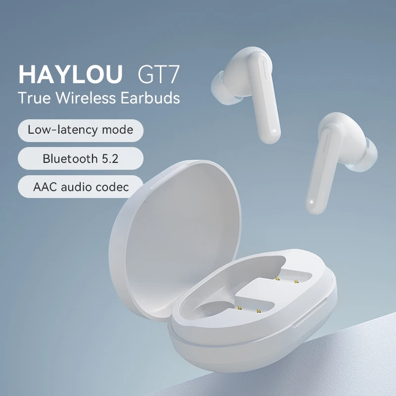 

TWS Haylou GT7 wireless earphones fone Bluetooth-compatible 5.2 AAC gamer headphones call noise cancellation handfree earbuds