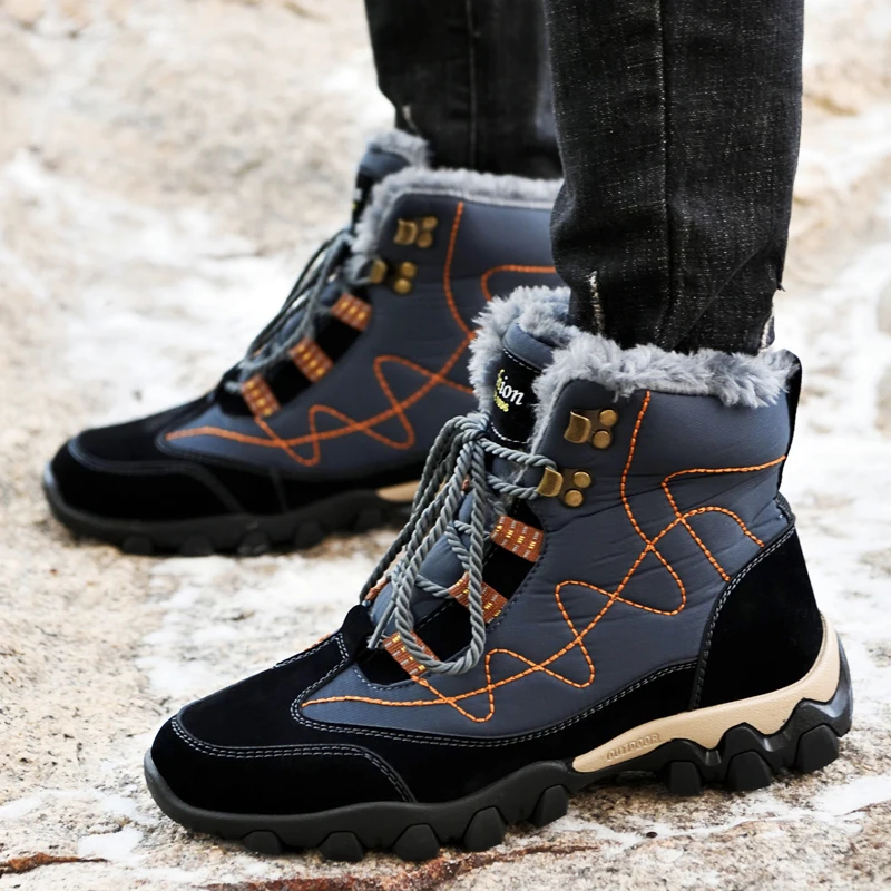 

PLUS SIZE 38-47 Military Boots Leather Combat Boots for Men and Woman Fur Plush Winter Snow Boots Outdoor Army Bots Army Shoes