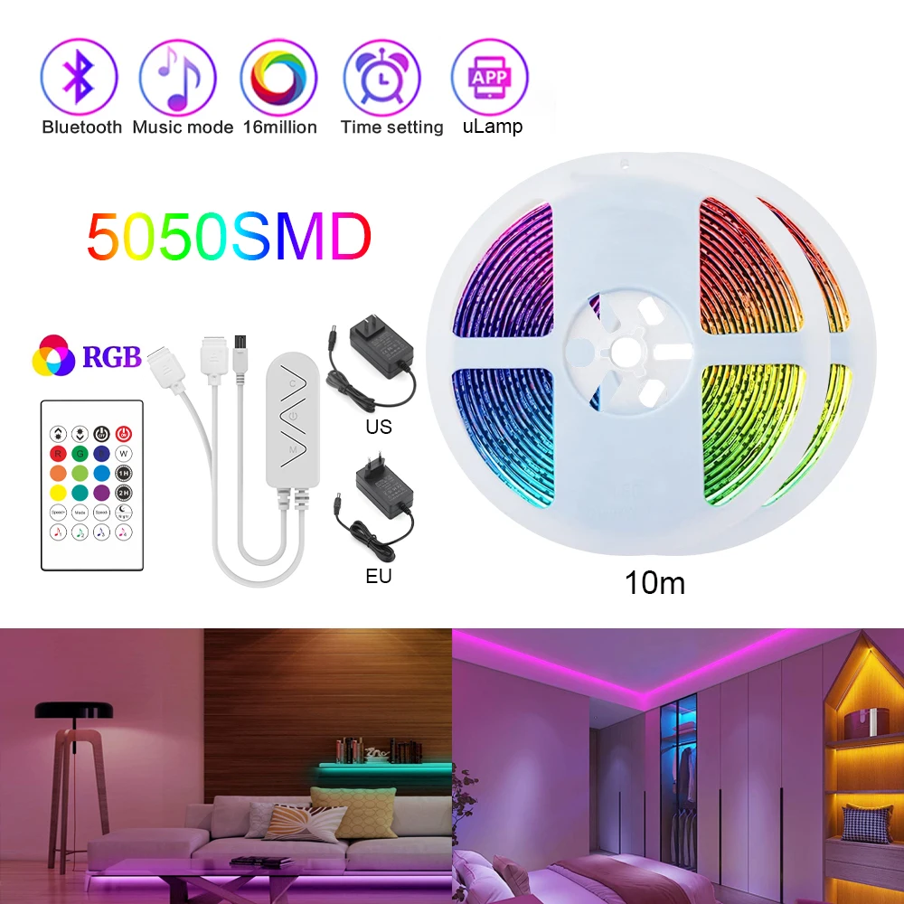 Wiscolor Светодиодные ленты RGB свет Bluetooth App Control Гибкая лента лампы для комнатного