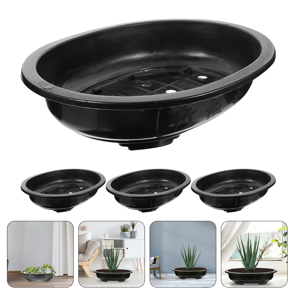 

4 Pcs Oval Flower Pot Orchid Planter Gardening Accessory Plastic Flowerpot Large Indoor Ornament Vase