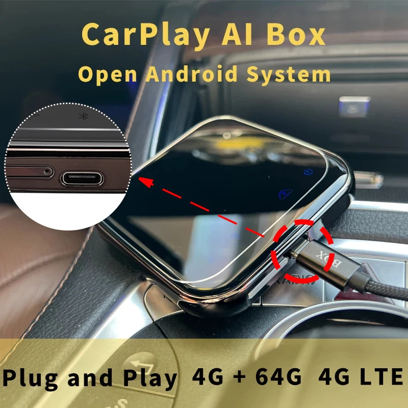 Новый CarPlay Mini Ai Box 4 + 64G LTE Wi-Fi проводной к беспроводному модулю Applepie Авто AN 10.0 GPS