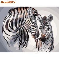 ruopoty 60x75cm painting by numbers animals handmade acrylic paint on canvas two zebras pictures by numbers wall art home decor