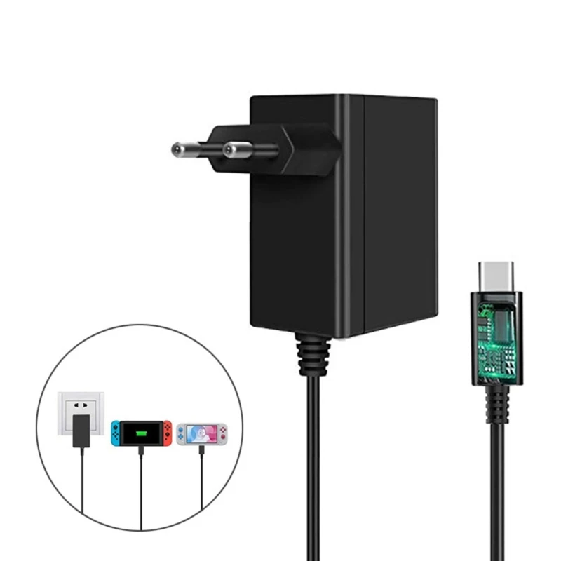 Charger for NS Switch,AC Adapter,Travel Wall Charger with 5FT Type-C Cable 15V/2.6A Power Supply Support TV Modes