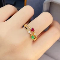 meibapj natural emerald gemstone ring for women real 925 sterling silver charm fine wedding jewelry