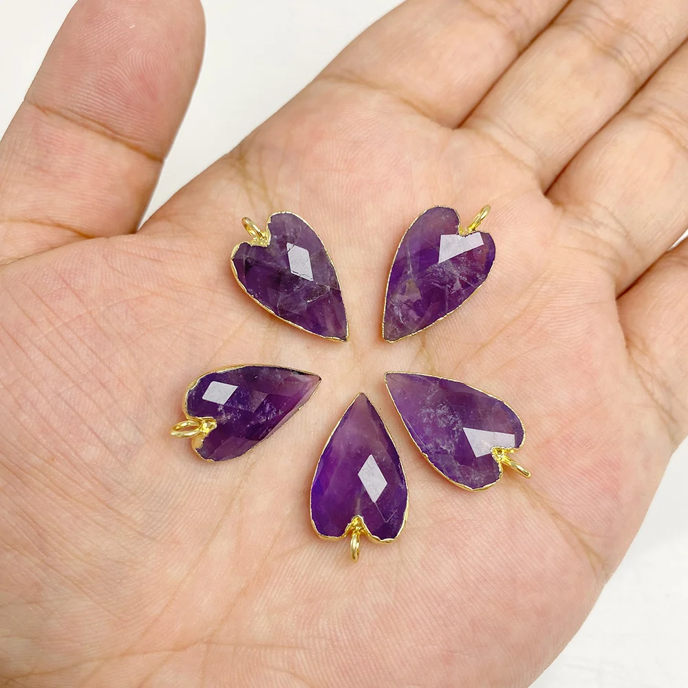 2 шт. 13x20mm сердечный натуральный каменный подвеска белый розовый фиолетовый