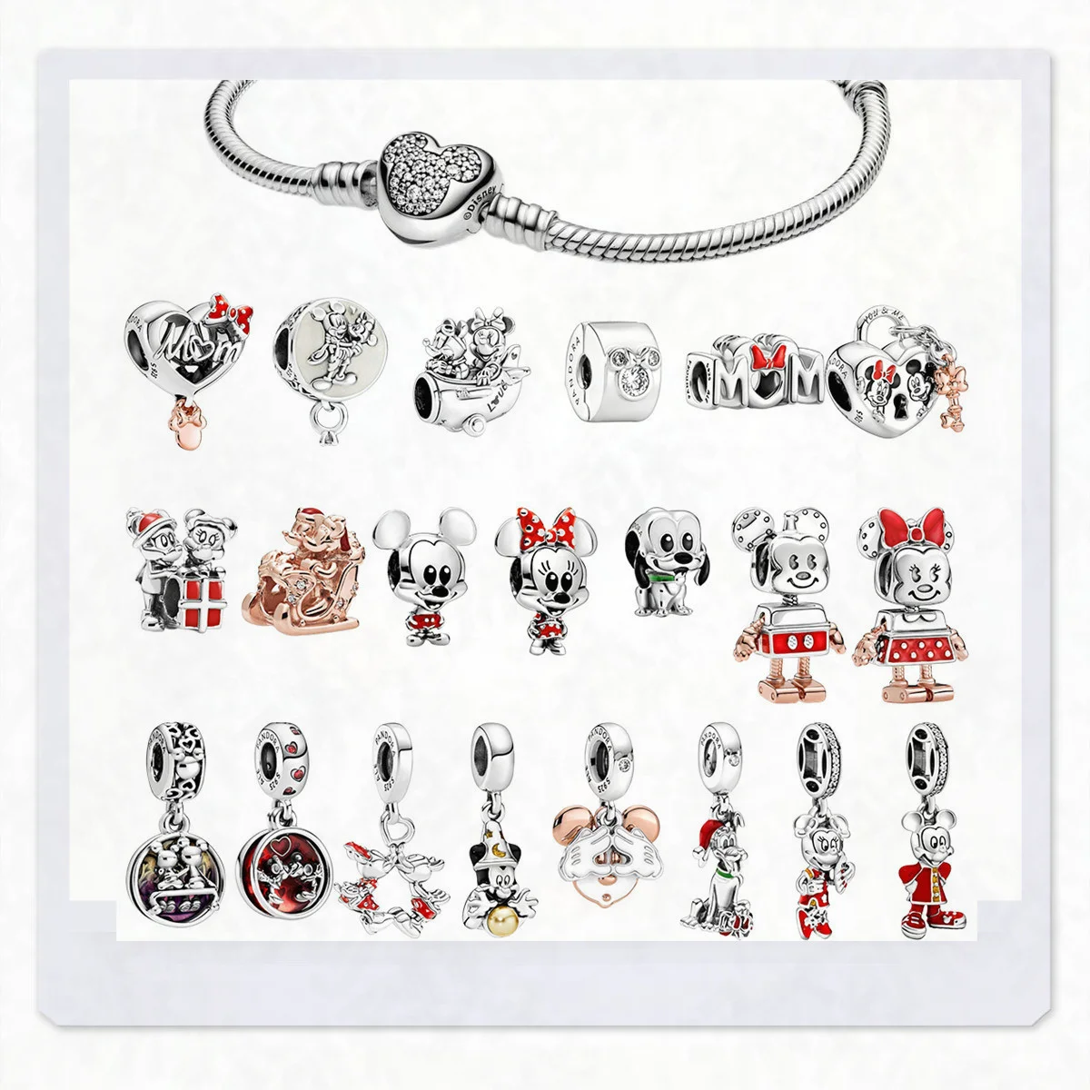 Disney Series Free Shipping 2022 New Arrival Mickey Minnie Mouse Series Jewelry For Pandora Charms Fit Bracelet Beads Kids Gift