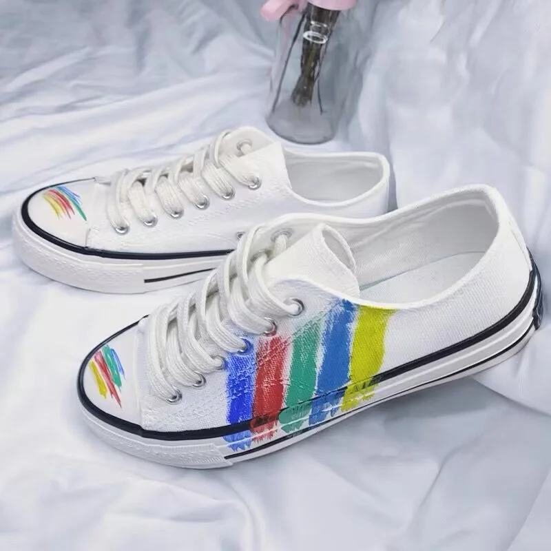 

Harajuku Graffiti everything hand custom canvas shoes lace-up low-top casual sports shoes men and women plus size 35-46