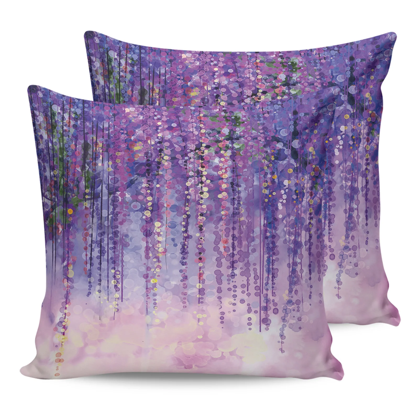 

2PCS Pillowcases Oil Painting Purple Artistic Conception Cushion Cover Home Bedding Room Decorative Couch Throw Pillow Case
