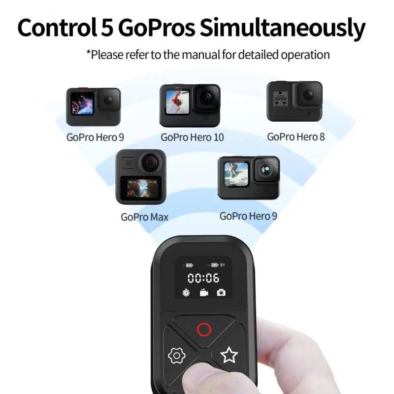 

TELESIN 80M Wifi Bluetooth Remote Control With Screen Display Set Shortcut Key For Go Pro Hero 10 9 8 Session GoPro Max