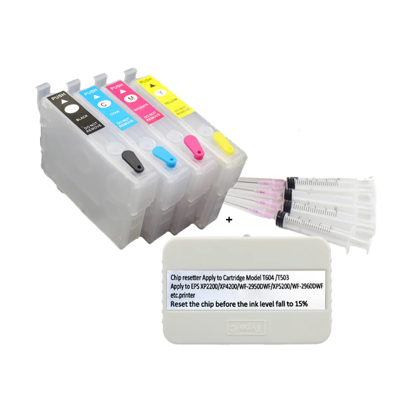 

CISSPLAZA 1X Europe 604 604XL Ink Cartridge NO Chip + Resetter for Epson XP2200 XP2205 XP3200 XP-3205 XP-4200 XP-4205 WF-2910