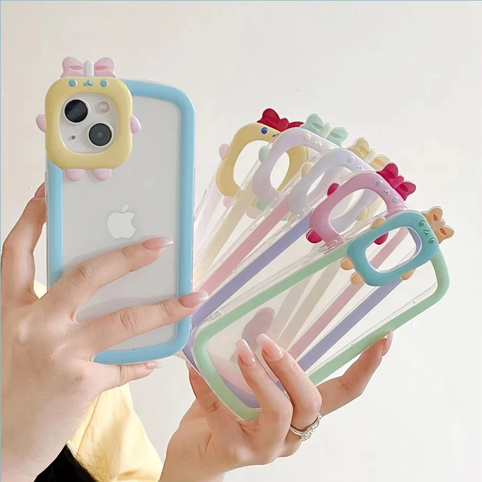 Чехол для телефона Маленький монстр с бантом iPhone 16 15 14 13 12 11 7 8 X XR XS plus Pro Max 3D Мягкий