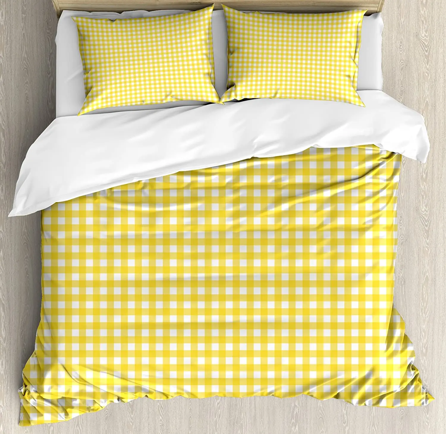 

Checkered Bedding Set For Bedroom Bed Home Classic English Pattern in Yellow Picnic in Sum Duvet Cover Quilt Cover Pillowcase