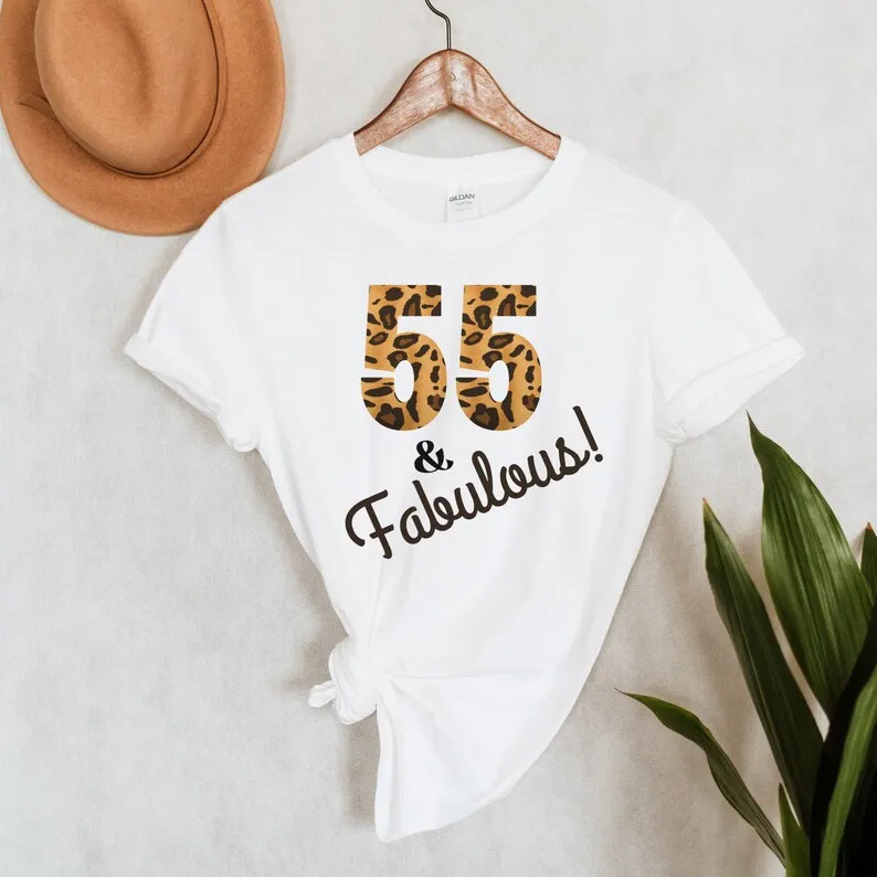 

Fifty Five and 55th Birthday 1966 T-shirt Gift for Women Edition Short Sleeve Top Tees 100% cotton y2k Streetwear Drop Shipping