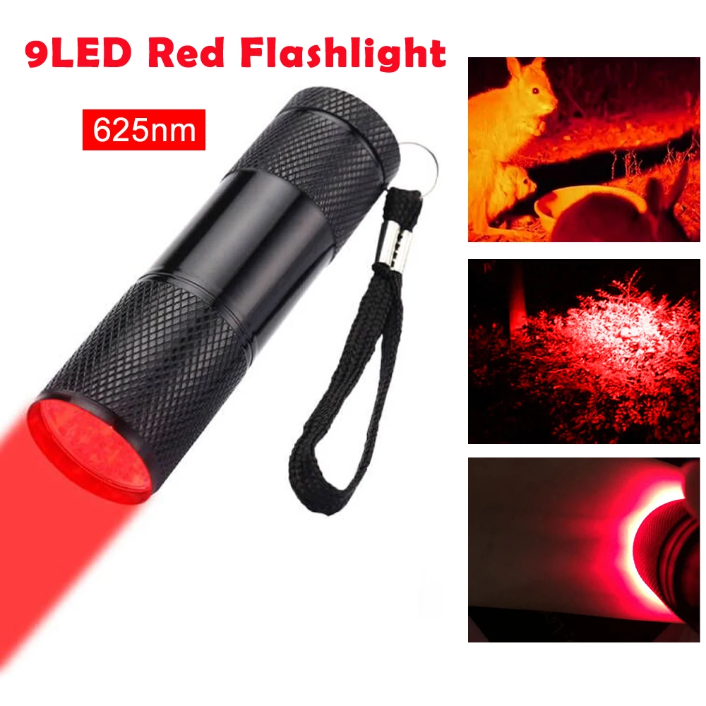 VASTFIRE Mini 9LED Red Flashlight 1Mode Nurses Caregiver Vei