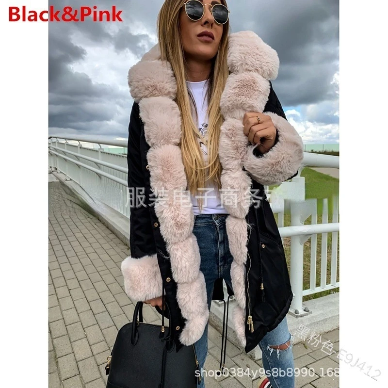 Fur Jacket Women Warm Faux Fur Parka Casual Fashion Long Sleeve Coat Hooded Oversized Women Outer Jacket