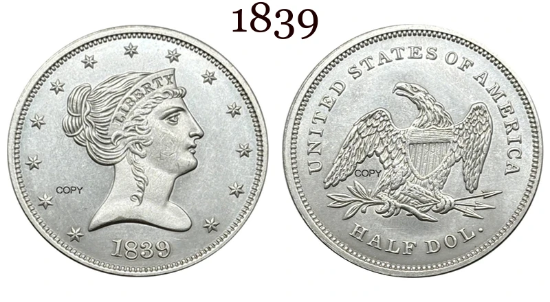 

Копия серебрянной монеты США 1839 года