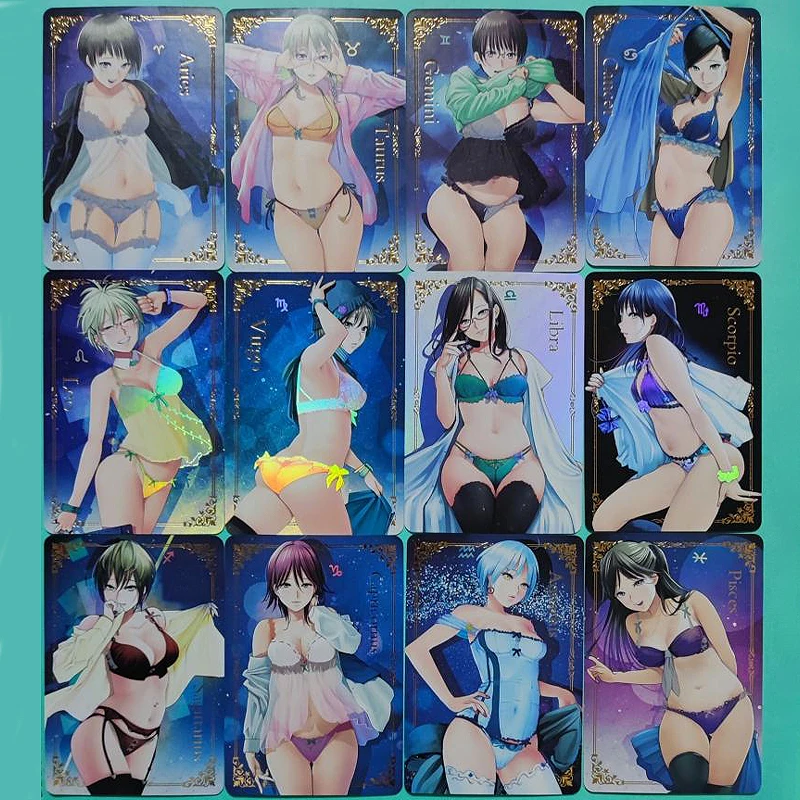 

5.9X8.6Cm 12Pcs/set Twelve Constellations Diy Self Made Bronzing Card Sexy Card Anime Game Collection Cards Gift Toys