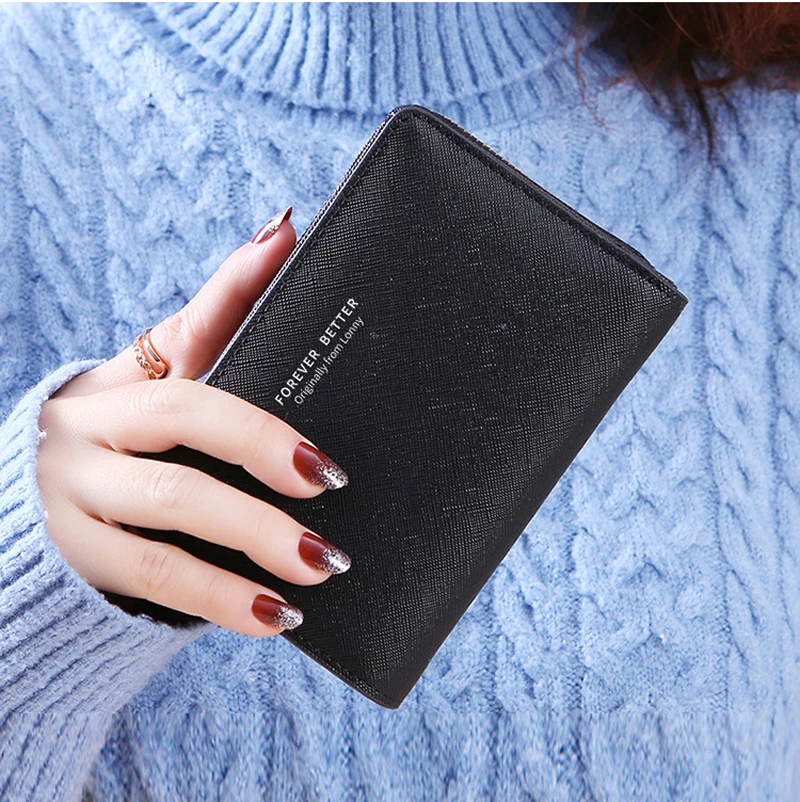 Aliood Women Wallet Pu Leather Fashion Girls Wallet Short Zipper Cute Small Coin Purse for Women Money Clip Card Holder Carteras