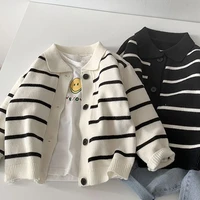 boys knitting cardigan sweater western style 2022 spring and autumn new handsome childrens thin casual striped coat