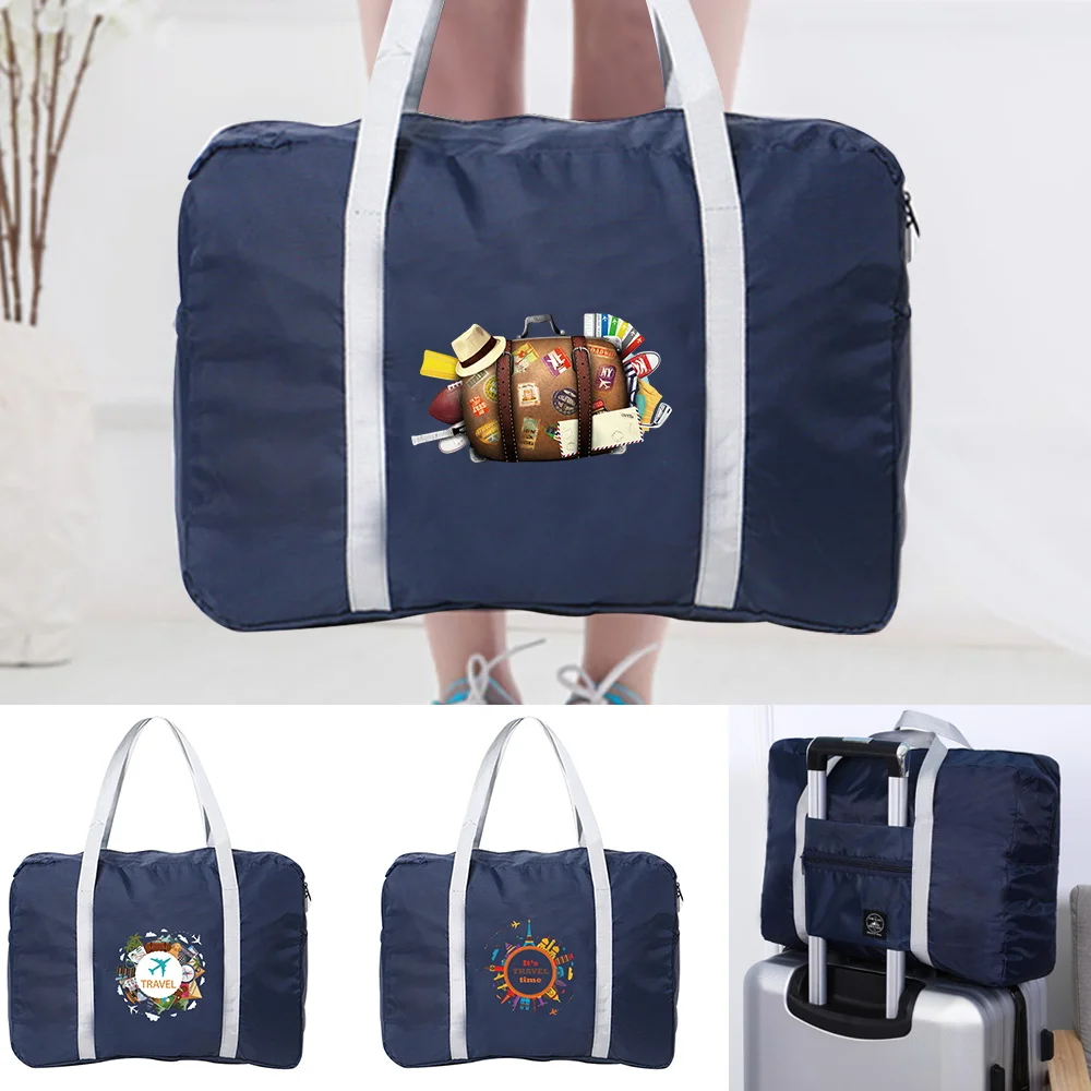 

Large Capacity Travel Bag For Lady Men Weekend Organizer Tote Clothes Storage New Folding Nylon Women Travel Bags printing