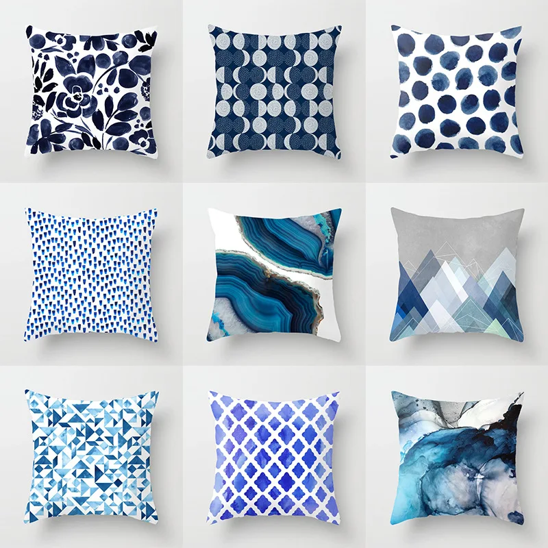 

New blue geometric pillowcase, chair, sofa, car cushion cover