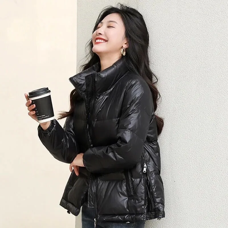 

Women's Autumn Winter Jackets Solid Short Style Ladies Warm Coat Zipper Pockets Quilted Fashion Casual Outerwear for Female