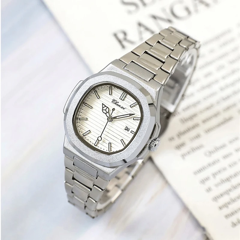 Часы для женщин, модные светящиеся кварцевые часы с датой, серебряные часы из нержавеющей стали, женские часы из нержавеющей стали, водонепроницаемые (art.: 3920cd1c056ed) - 3920cd1c056ed